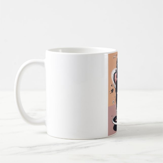 Eine niedliche Teetasse Schwarz-weiß (Links)