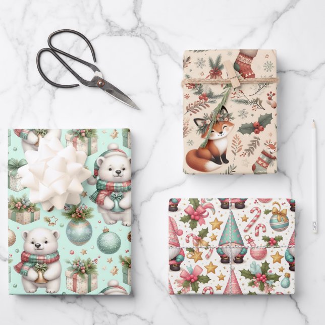 Eine niedliche Weihnachtsverpackung Geschenkpapier Set (Vorderseite)