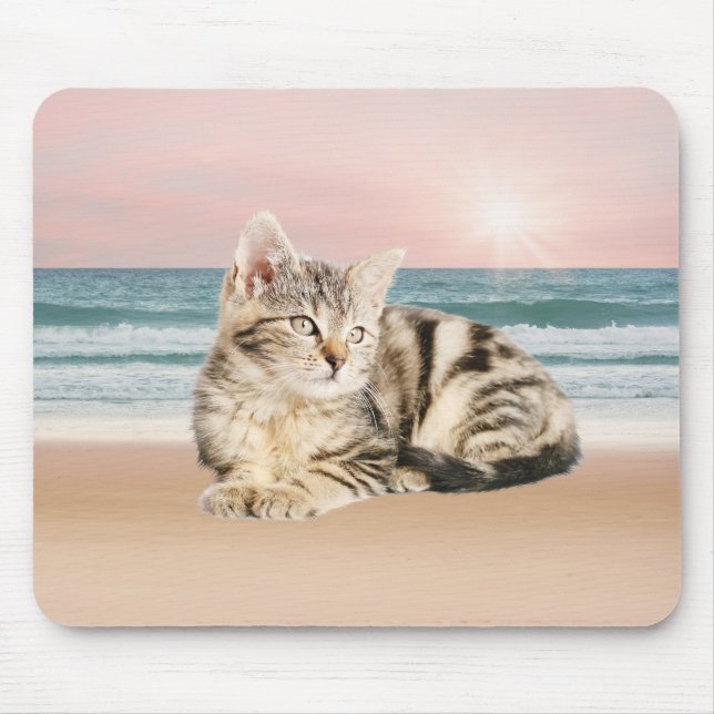 Eine Niedlichere gestreifte Katze am Strand mit So Mousepad (Vorne)