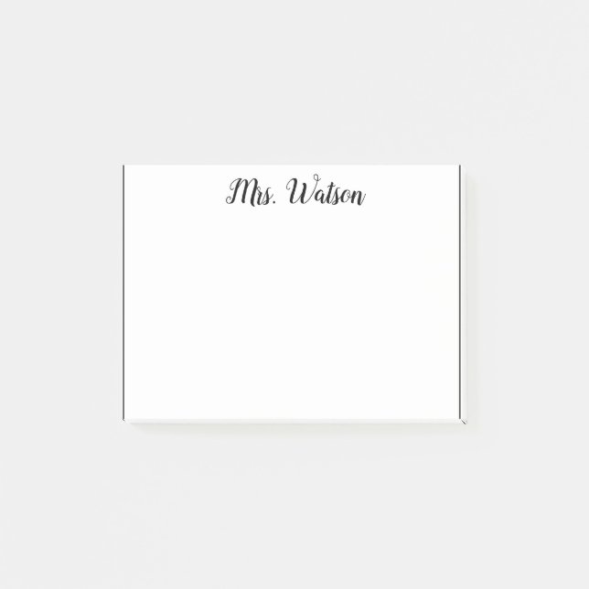 eine Note aus dem Namen des Lehrers einfache minim Post-it Klebezettel (Vorderseite)