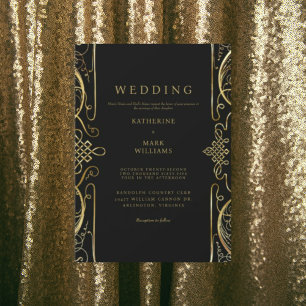 Eine Note Eleganz Schwarze & Goldene Hochzeit Einladung