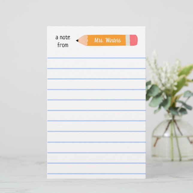 Eine Notiz aus gelbem Bleistift.. lehrt Geschenk. Briefpapier (Stehend Vorderseite)