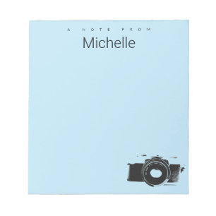 Eine Notiz vom Fotografen Custom Name Kamera blau Notizblock