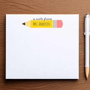 Eine Notiz vom Lehrer Bleistift Notizblock