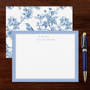 Eine Notiz von   Blaue Chinoiserie-Blumennotiz  Mitteilungskarte