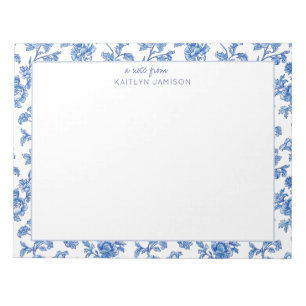 Eine Notiz Von   Blaues Chinoiserie-Blumennotizbuc Notizblock
