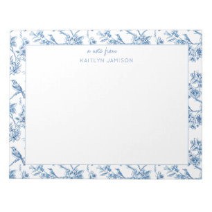 Eine Notiz von Blue Chinoiserie-Blumenmotiv Notizblock