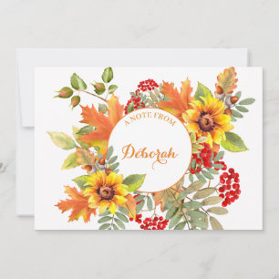 Eine Notiz von Elegante Aquarell-Herbstblumen Mitteilungskarte