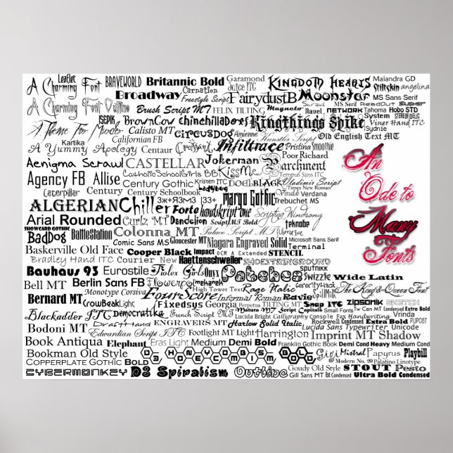 Eine Ode an viele Schriftart Poster (Vorne)