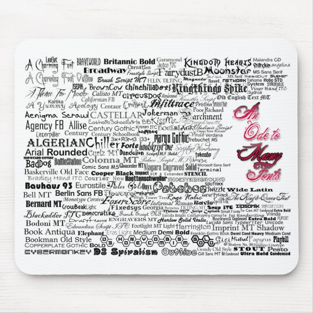Eine Ode zu vielem Schriftart Mousepad (Vorne)