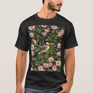 Eine Ost-Goldfinch unter rosa farbenen Wilden Ros T-Shirt