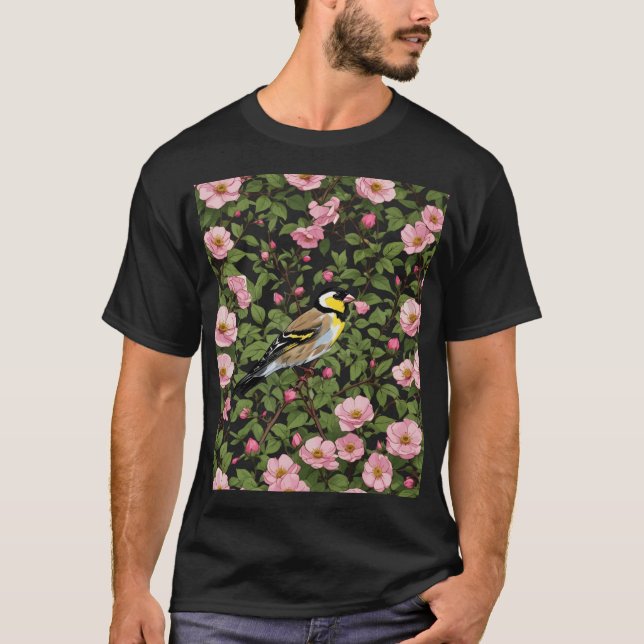 Eine Ost-Goldfinch unter rosa farbenen Wilden Ros T-Shirt (Vorderseite)