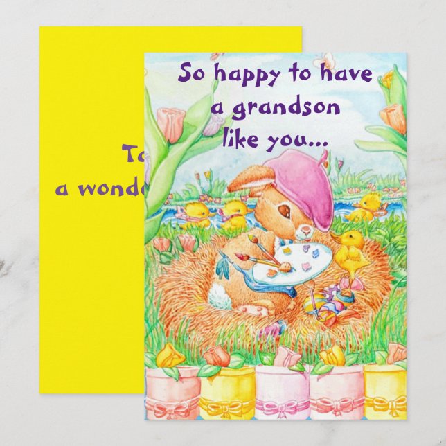 Eine Ostergrußkarte für Großkinder Feiertagskarte (Vorne/Hinten)