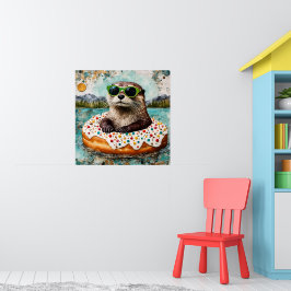 Eine Otter auf Urlaub in einem Floating Donut Poster