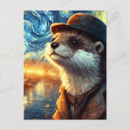 Eine Otter in der frühen Nacht Postkarte