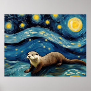 Eine Otter in der Sternennacht Poster