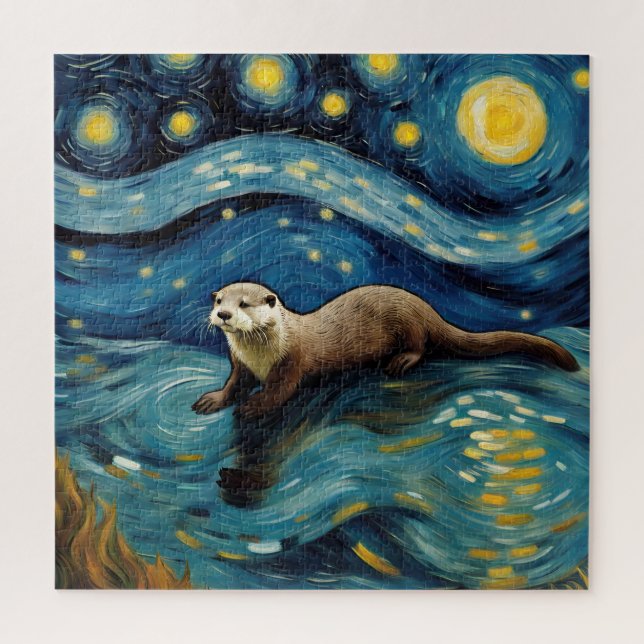 Eine Otter in der Sternennacht Puzzle (Vertikal)