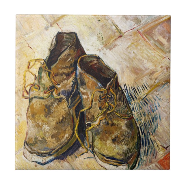 Eine Paar Schuhe-Vincent van Gogh-Kunstmalerei Fliese (Vorderseite)