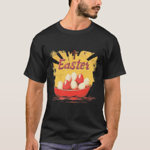 Eine Papierkanone, die Ostereier trägt; Vintag glü T-Shirt