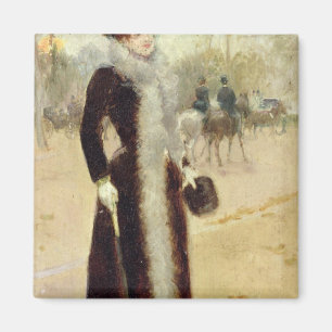 Eine Pariser Frau im Bois de Boulogne, c.1899 Magnet