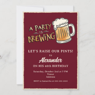 Eine Party Braut Rustikales Bier Meilenstein-Gebur Einladung