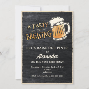Eine Party braut sich zusammen Rustikale Bier-Meil Einladung