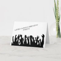Eine Party Einladung mit einem jubelnden Publikum