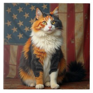 Eine patriotische Katze Fliese