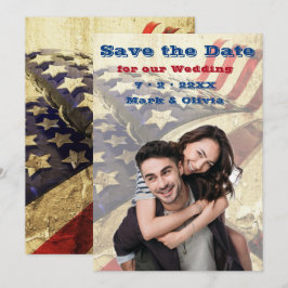 Eine Patriotische Save the Date-Flachkarte Date
