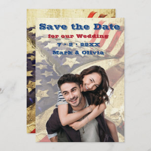 Eine Patriotische Save the Date-Flachkarte Save The Date