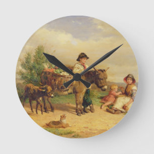 Eine Pause auf der Weise zu vermarkten Runde Wanduhr