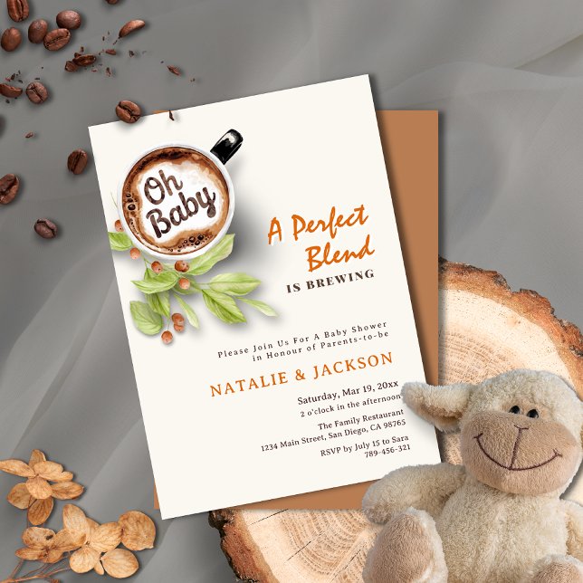 Eine perfekte Mischung ist das Brechen der Kaffee- Einladung (A Perfect Blend is Brewing Coffee Baby Shower Invitation)