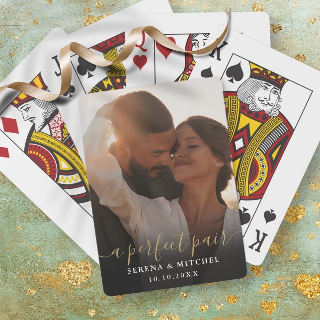Eine perfekte Pair Script-Foto-Gastgeschenk Hochze Spielkarten (A Perfect Pair Script Photo Wedding Favor Playing Cards)