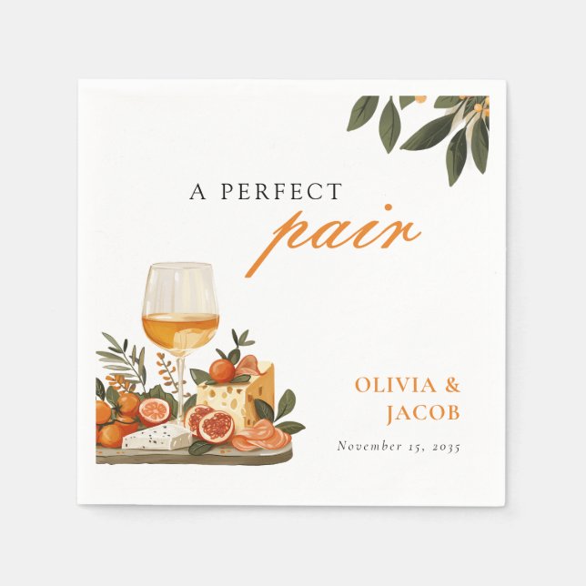 Eine perfekte Partnerschaft zwischen Wein und Käse Serviette (Vorderseite)