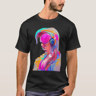 Eine Person, die Musik auf dem Headphone Ai Abstr. T-Shirt