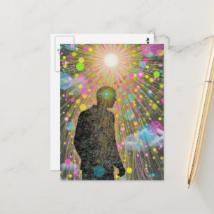 Eine Person findet sich im Algorithmus verloren wi Postkarte
