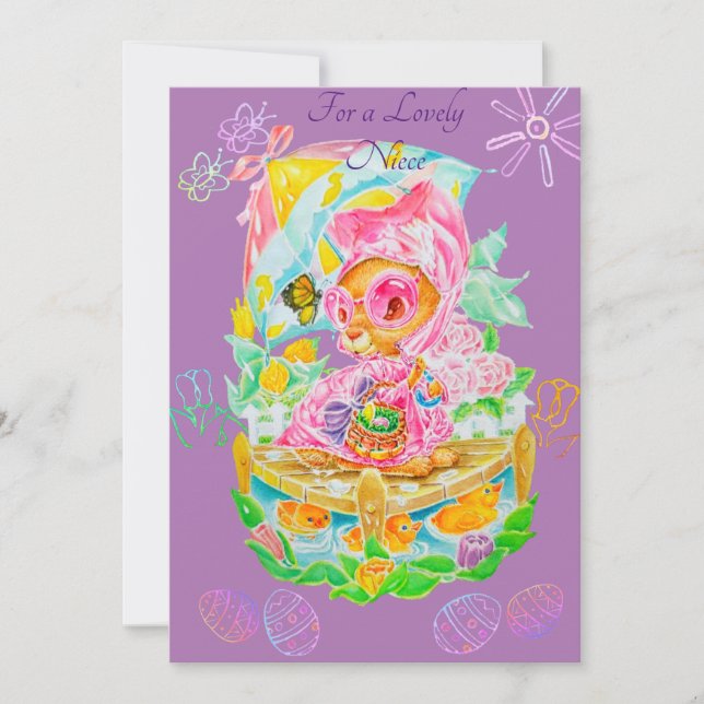 Eine Personalisierte Osterkarte für Nichte. Dankeskarte (Vorderseite)