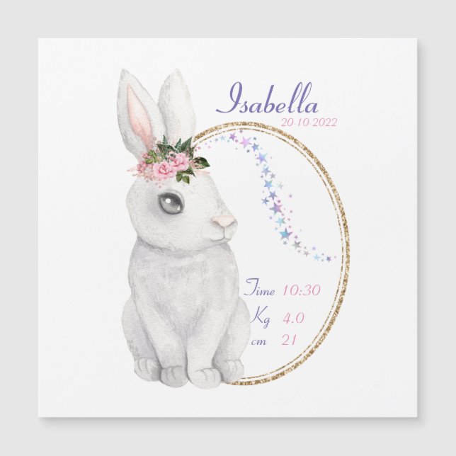 Eine persönliche Magnetkarte für die Geburtsankünd (Vorderseite)