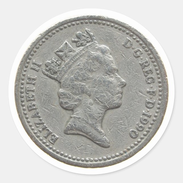 Eine Pfund-Münze Runder Aufkleber (Vorderseite)