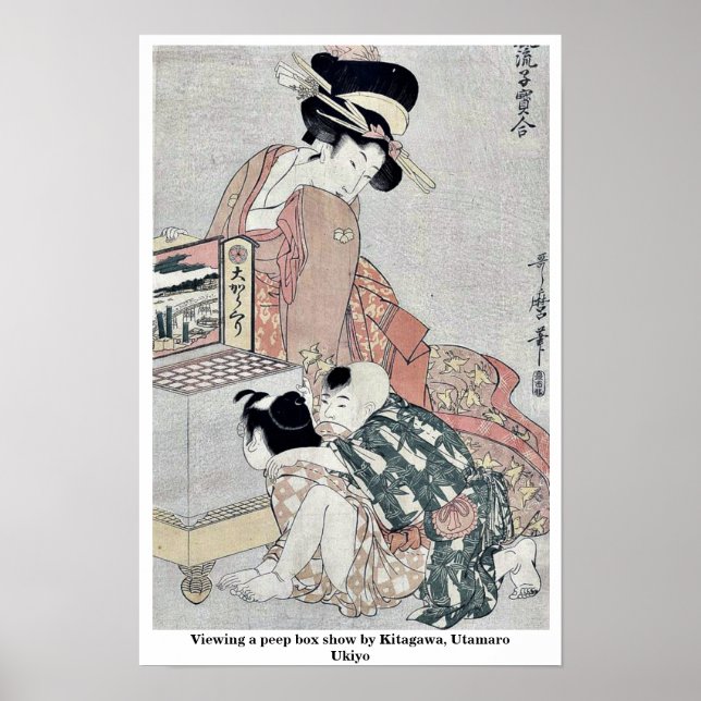 Eine Piep Box Show von Kitagawa, Utamaro Ukiyo Poster (Vorne)