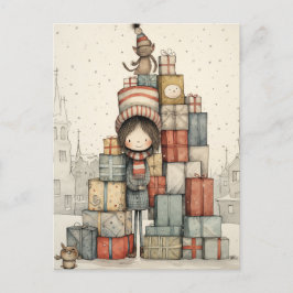 Eine Pile Weihnachtsgeschenke Feiertagspostkarte