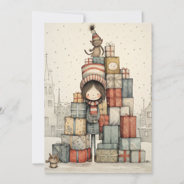 Eine Pile Weihnachtspenden Feiertagskarte (Vorderseite)