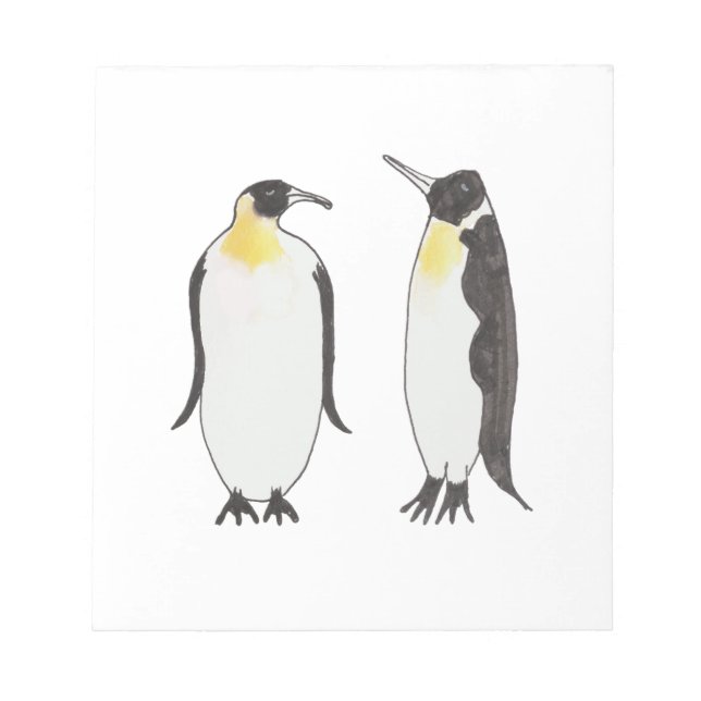 Eine Pinguin Couple Ink Zeichnend Notizblock (Vorderseite)