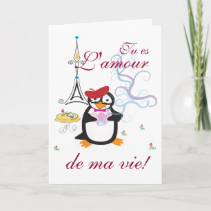 Eine Pinguin-Karte in Paris Feiertagskarte