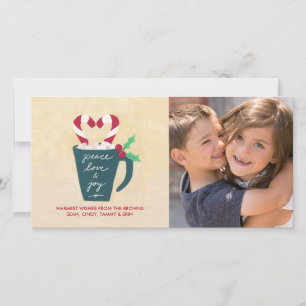 Eine Pokale des Friedens, der Liebe und der Freude Feiertagskarte