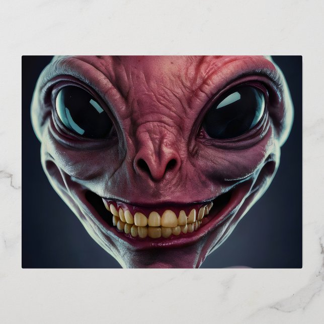 Eine Postkarte mit Weltraumthema. (Vorderseite)