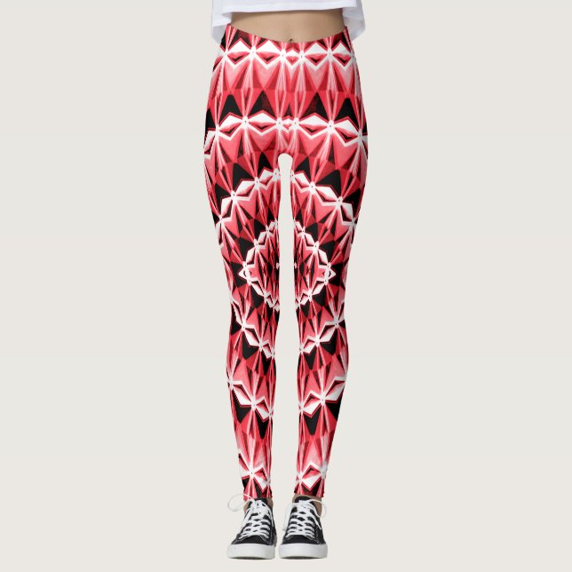 Eine Prägung der roten "Ratti_Creative_Arts" Legg Leggings (Vorderseite)