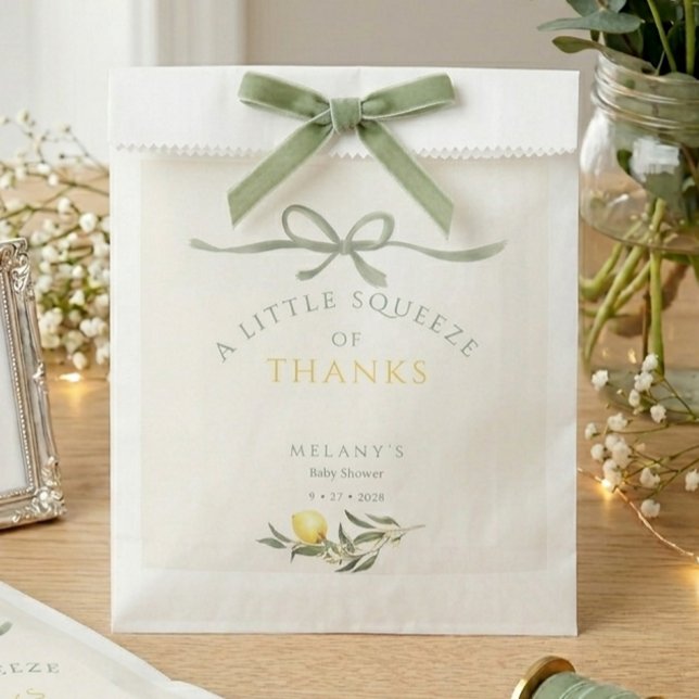 Eine Prise Dankeschön Zitrone Baby Shower Geschenktütchen (A Squeeze of Thanks Lemon Citrus Baby Shower Favor Bag)
