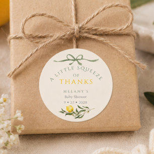 Eine Prise Dankeschön Zitrone Citrus Baby Shower Runder Aufkleber