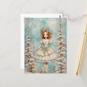 Eine Puppe im Wald Postkarte